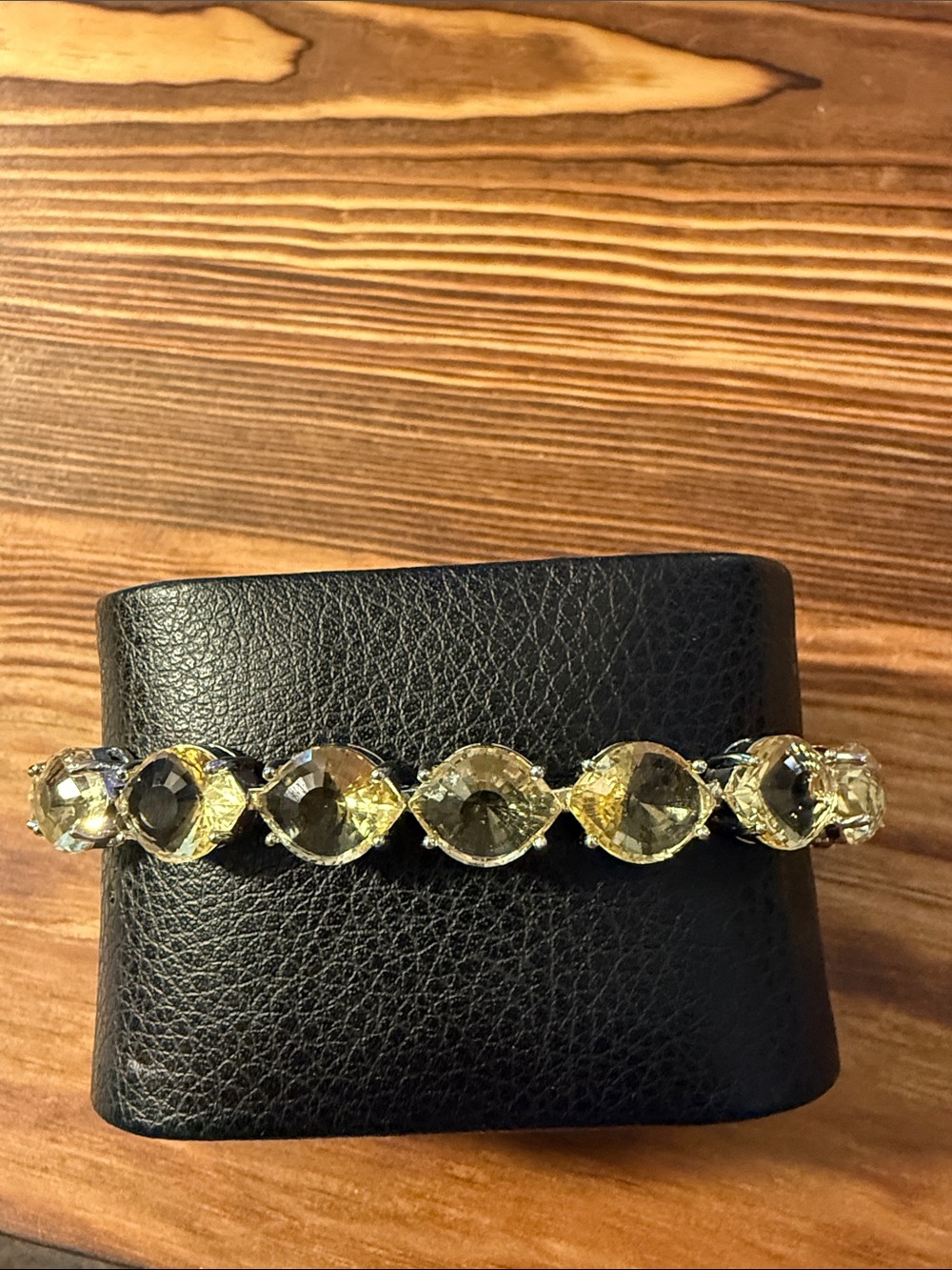 Crystal Link Bracelet in Yellow Gold Tone Tennis Bracelet